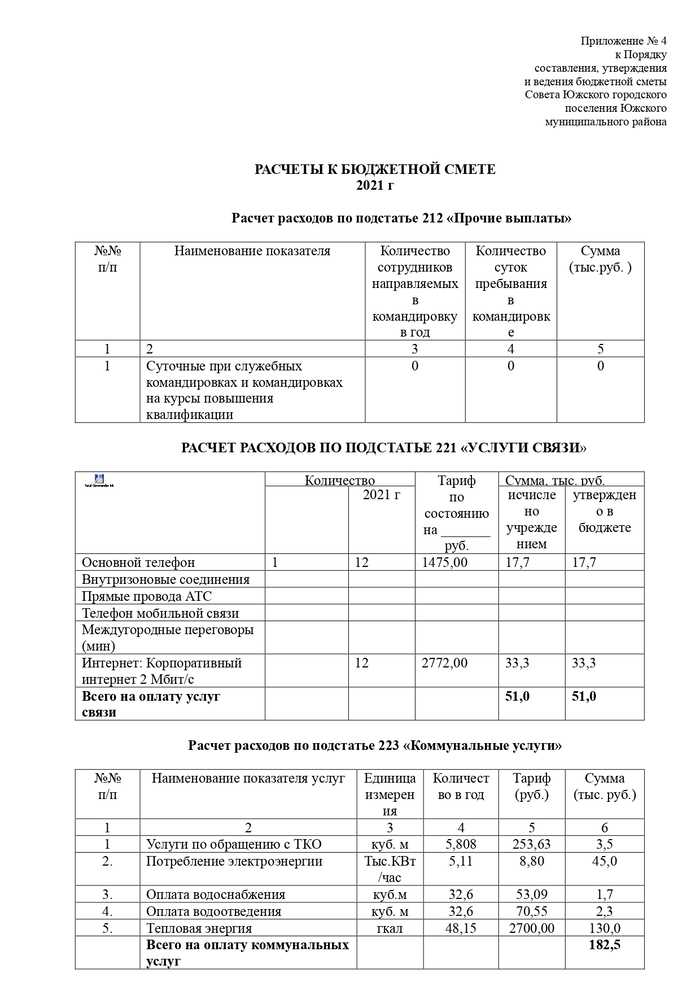 Об утверждении бюджетной сметы Совета Южского городского поселения Южского муниципального района на 2021 год и на плановый период 2022 и 2023 годов